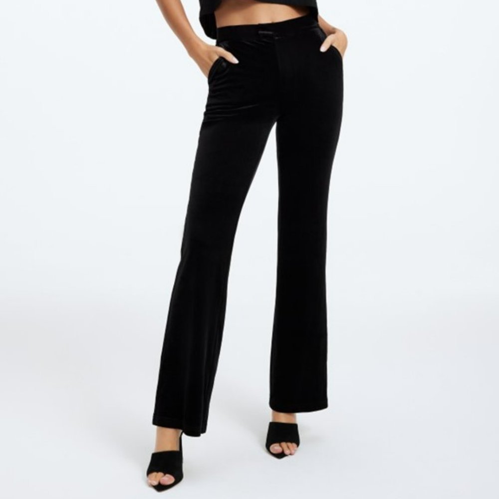 NWT Good American velvet pants flared legs size 1 Small New with tags